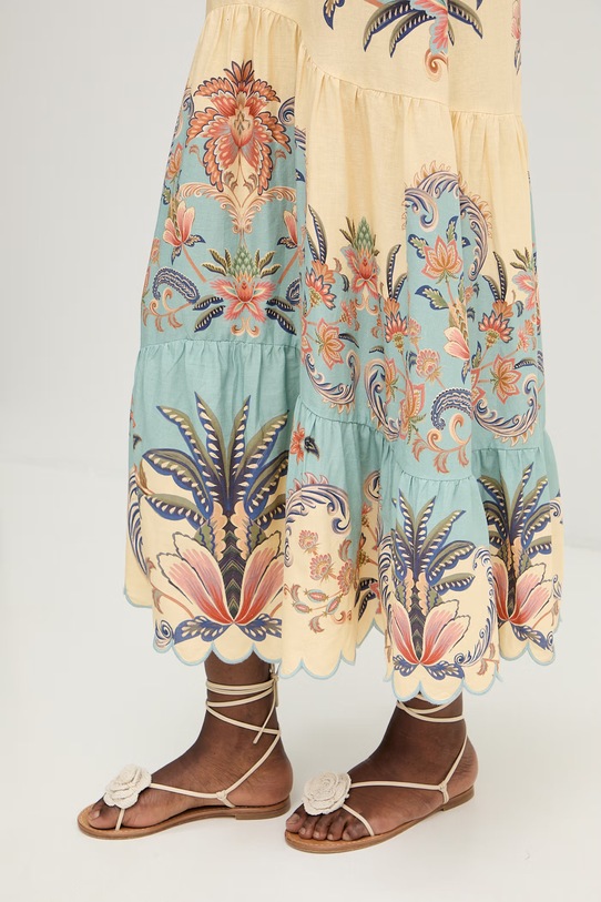 Φόρεμα από λινό Farm Rio 351310 τιρκουάζ