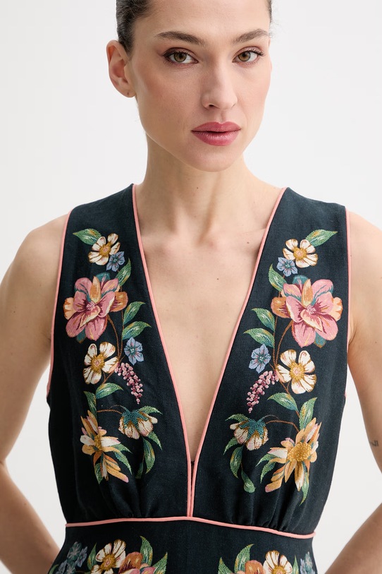 Farm Rio sukienka letnia lniana granatowy 353550