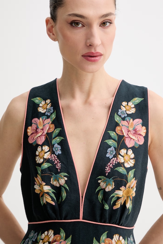 Farm Rio sukienka letnia lniana granatowy 353550