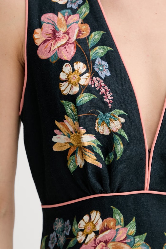 Farm Rio sukienka letnia lniana 353550 granatowy