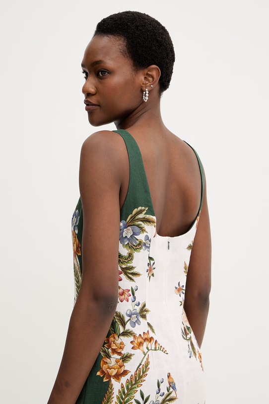 Farm Rio vestito di lino verde 358188