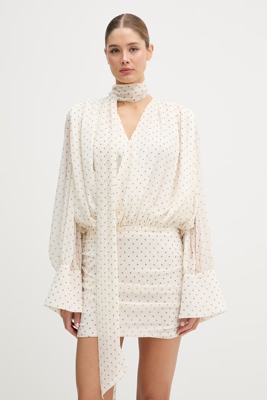 Rotate sukienka kopertowa beżowy 115716858