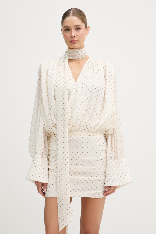 Rotate sukienka kopertowa beżowy 115716858