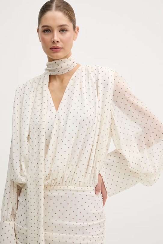 Rotate sukienka kopertowa beżowy 115716858