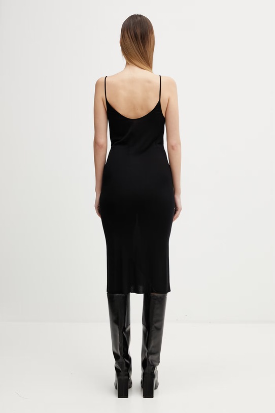 Odzież Rick Owens Lilies sukienka letnia gładka z wiskozy LI01F7567.RV czarny