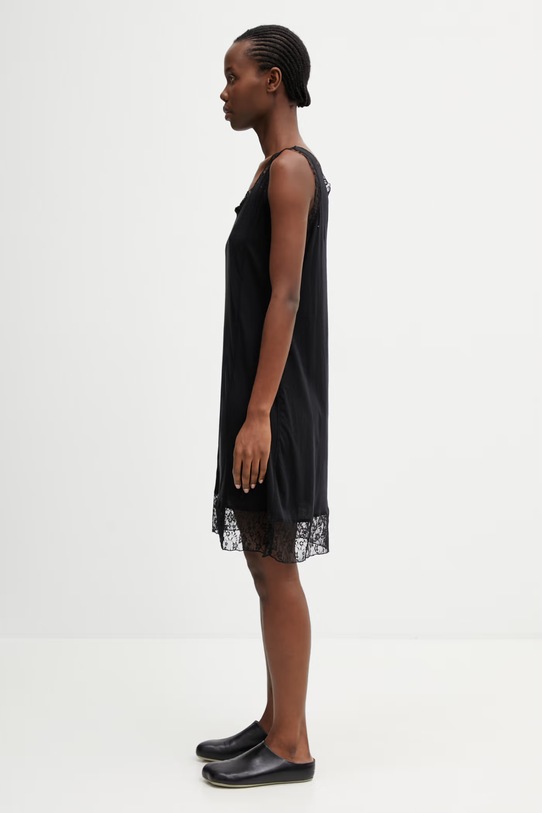 Our Legacy Dawn sukienka bieliźniana gładka bawełniana W2266DR czarny SS26