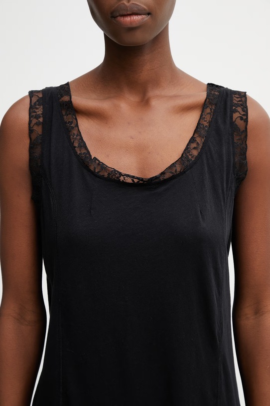 Our Legacy Dawn sukienka bieliźniana gładka bawełniana czarny W2266DR