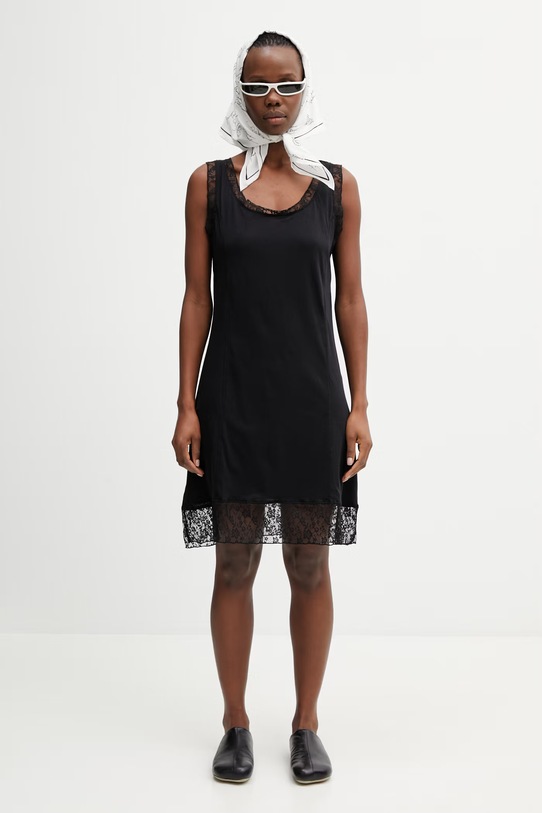 Our Legacy Dawn sukienka bieliźniana gładka bawełniana W2266DR czarny