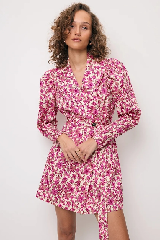Bizuu sukienka bawełniana GEORGINA wzorzyste różowy GEORGINA.MULTIKOLOR