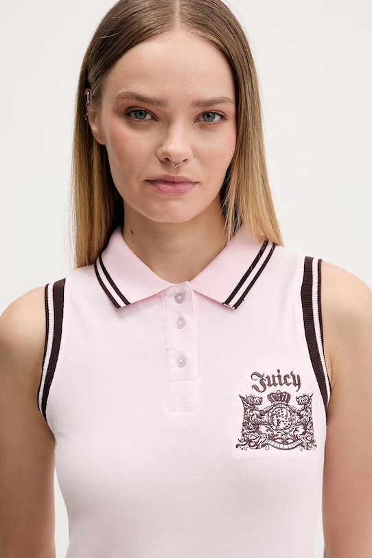Juicy Couture letné šaty bavlnené PEPLUM DRESS ružová JCGED126016
