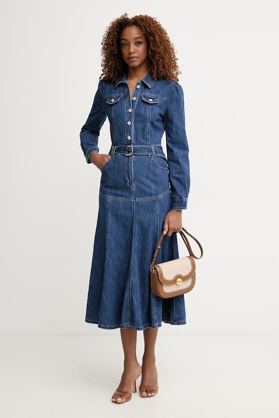 Morgan sukienka rozkloszowana jeansowa RBIMA granatowy SS26