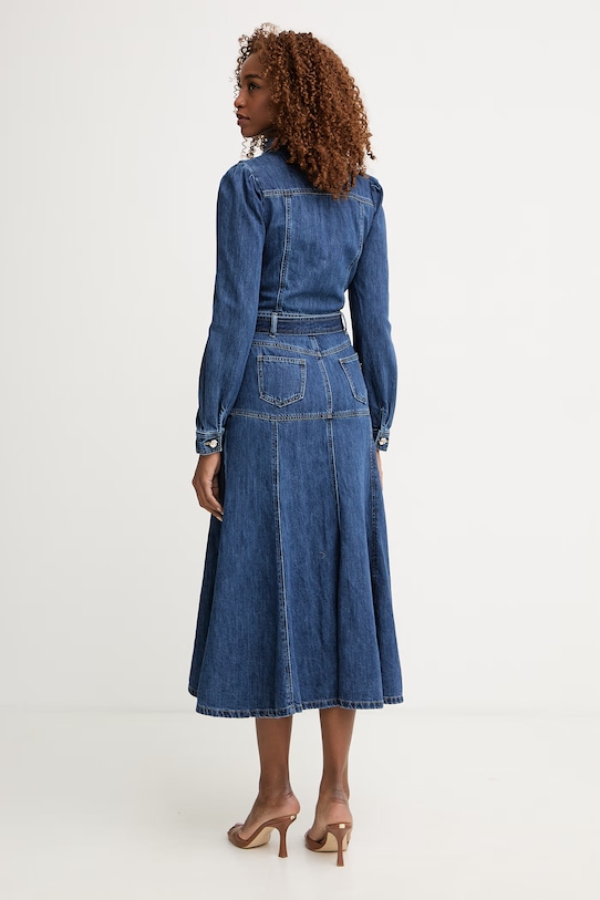 Odzież Morgan sukienka rozkloszowana jeansowa RBIMA granatowy