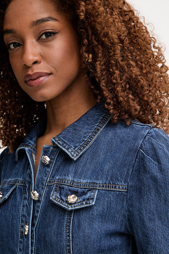 Morgan sukienka rozkloszowana jeansowa granatowy RBIMA