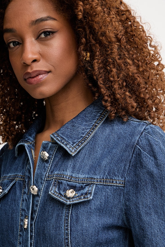 Morgan sukienka rozkloszowana jeansowa granatowy RBIMA