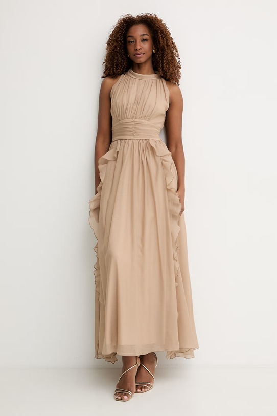 Morgan sukienka drapowana RFLAM beżowy SS26