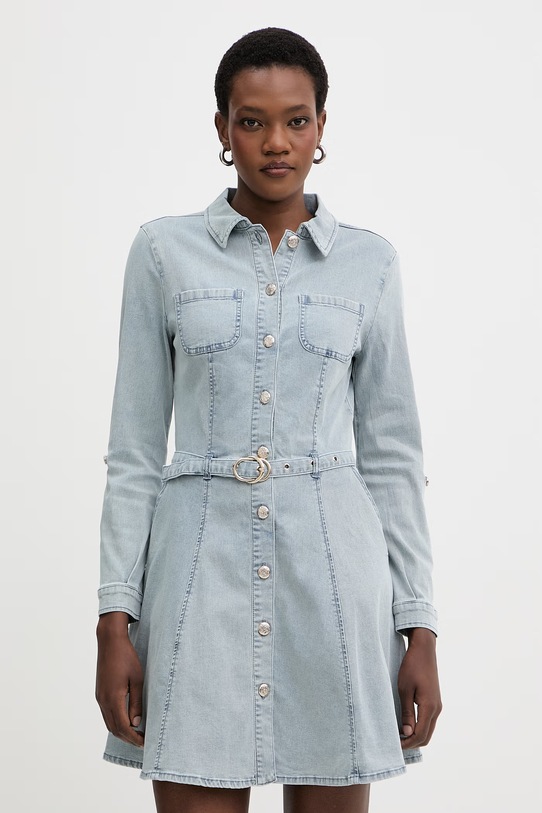 Morgan sukienka koszulowa jeansowa niebieski RODEX