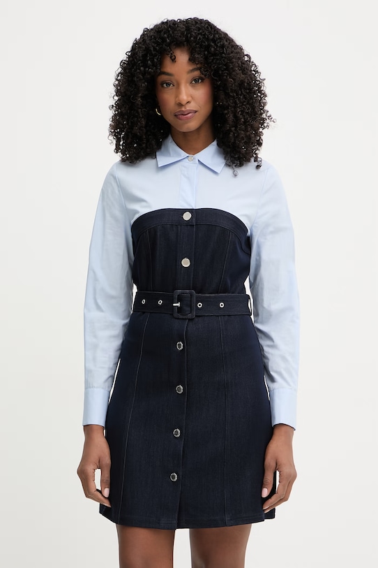 Morgan sukienka z wiskozą granatowy ROIMA