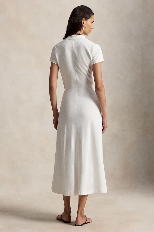 Polo Ralph Lauren sukienka rozkloszowana bawełniana 211A12906 biały SS26