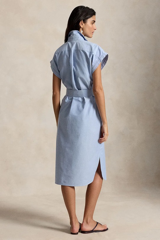 Polo Ralph Lauren sukienka koszulowa bawełniana 211A12907 niebieski SS26