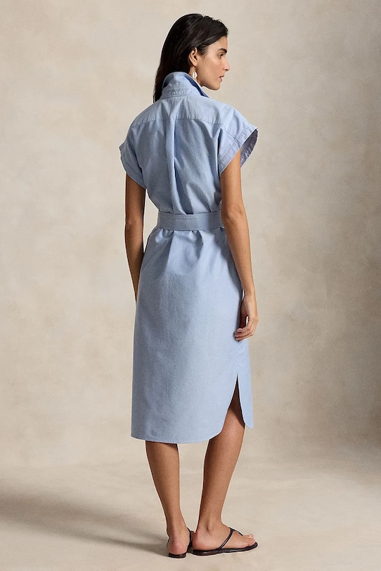 Polo Ralph Lauren sukienka koszulowa bawełniana 211A12907 niebieski SS26