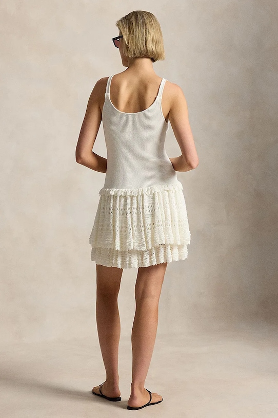 Polo Ralph Lauren sukienka letnia z wiskozą 211A12912 biały SS26