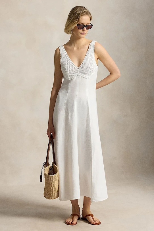 Polo Ralph Lauren sukienka letnia lniana biały 211B20517