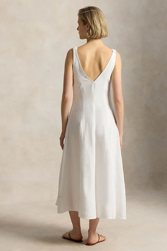 Polo Ralph Lauren sukienka letnia lniana 211B20517 biały SS26