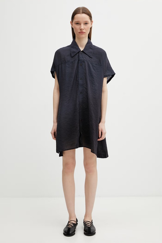 Y-3 W SS DD OVRSHRT sukienka gładka z lnem czarny KS5217