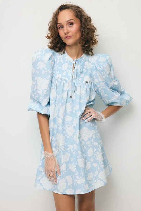 BIZUU sukienka koszulowa bawełniana AYOTE niebieski AYOTE.BLEKITNY