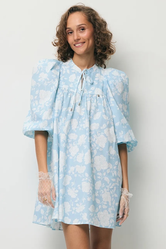 BIZUU sukienka koszulowa bawełniana AYOTE AYOTE.BLEKITNY niebieski