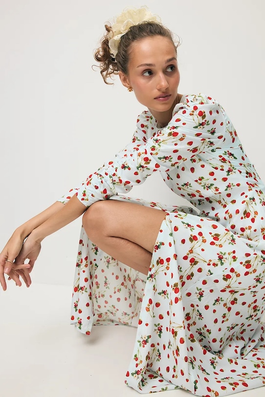 BIZUU sukienka letnia z wiskozą CALANA CALANA.BLEKITNY niebieski