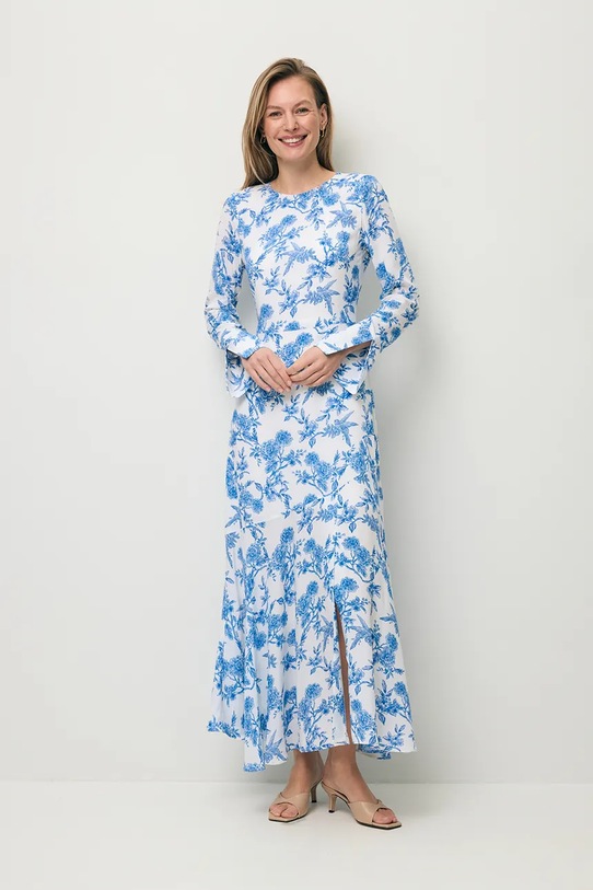 BIZUU sukienka letnia z wiskozy IVYNI niebieski IVYNI.NIEBIESKI