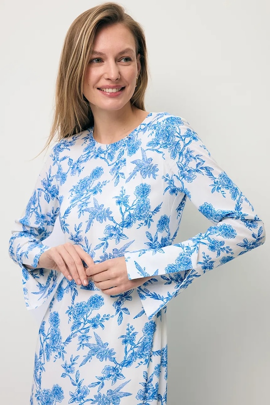 BIZUU sukienka letnia z wiskozy IVYNI niebieski IVYNI.NIEBIESKI