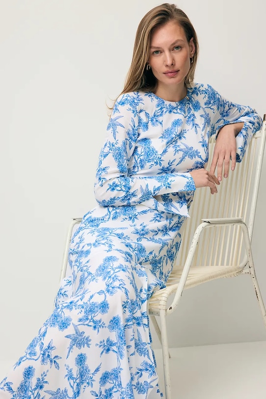 BIZUU sukienka letnia z wiskozy IVYNI IVYNI.NIEBIESKI