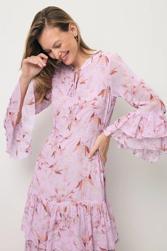 BIZUU sukienka letnia z wiskozy MASSI fioletowy MASSI.FIOLETOWY