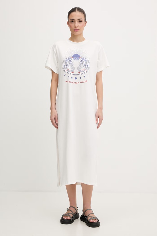 Hurley sukienka z bawełną ISLAND beżowy WDREU00021