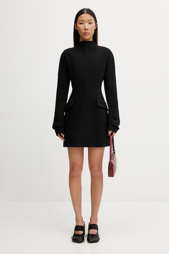 Sportmax Spxtefrite malé černé šaty hladké s vlnou 2612221011600 černá