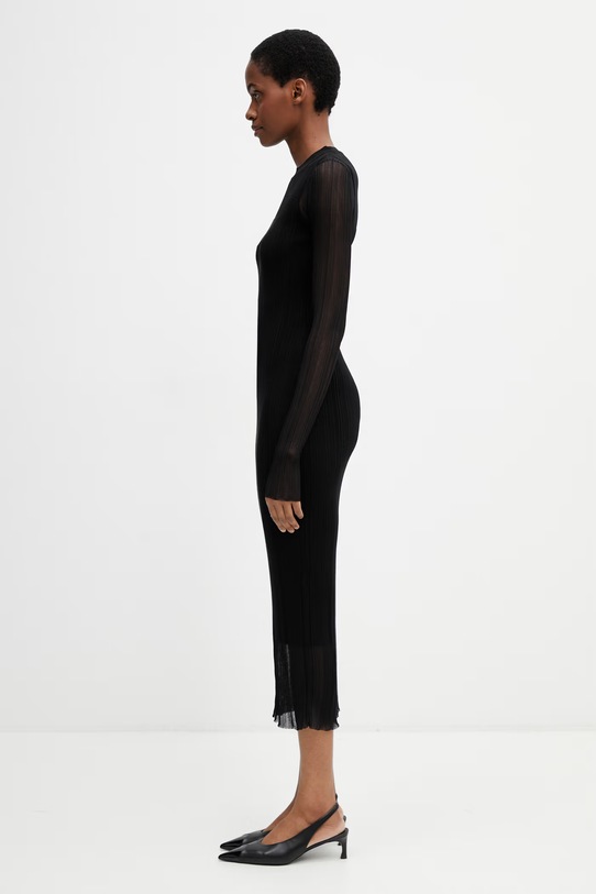 Sportmax Spxcaro sukienka sweterkowa gładka z wiskozą 2612321031600 czarny SS26