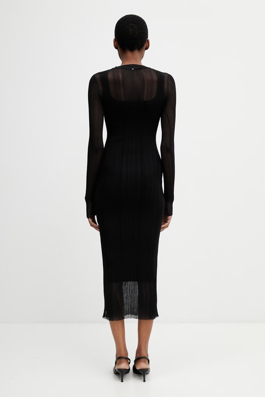 Odzież Sportmax Spxcaro sukienka sweterkowa gładka z wiskozą 2612321031600 czarny