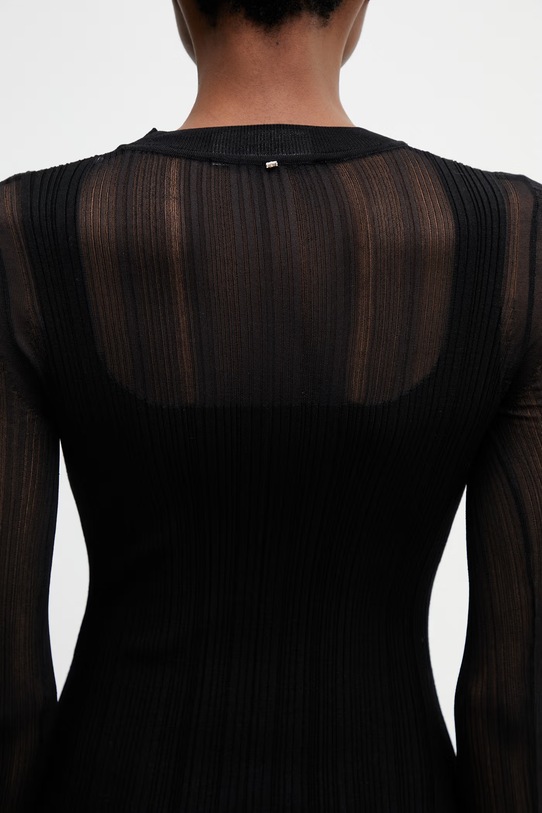 Sportmax Spxcaro sukienka sweterkowa gładka z wiskozą czarny 2612321031600