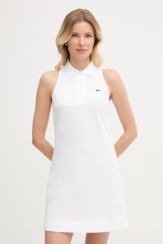 Lacoste letné šaty bavlnené s elastanom biela EF1452