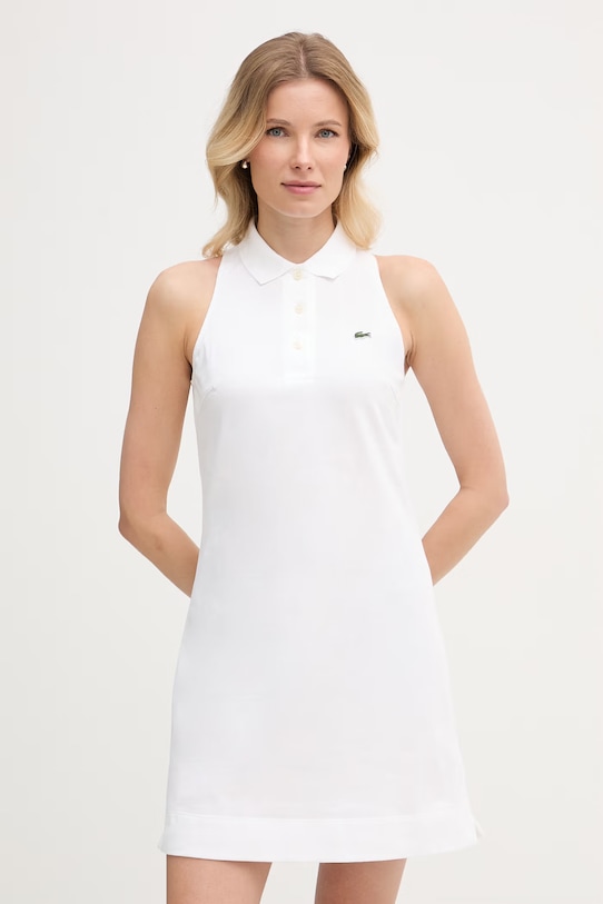Lacoste letné šaty bavlnené s elastanom biela EF1452