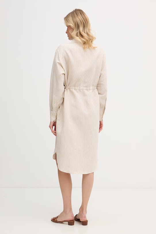 Oblečenie Lacoste košeľové šaty s ľanom EF7604 béžová