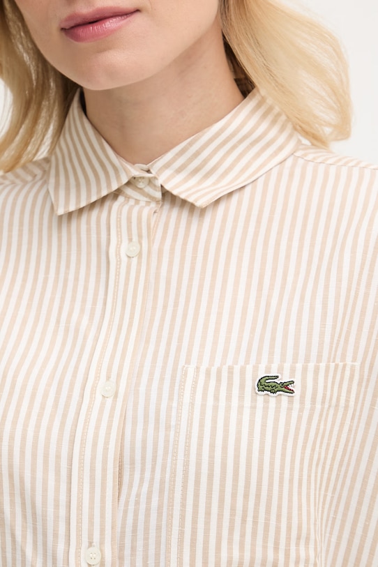 Lacoste košeľové šaty s ľanom EF7604 béžová