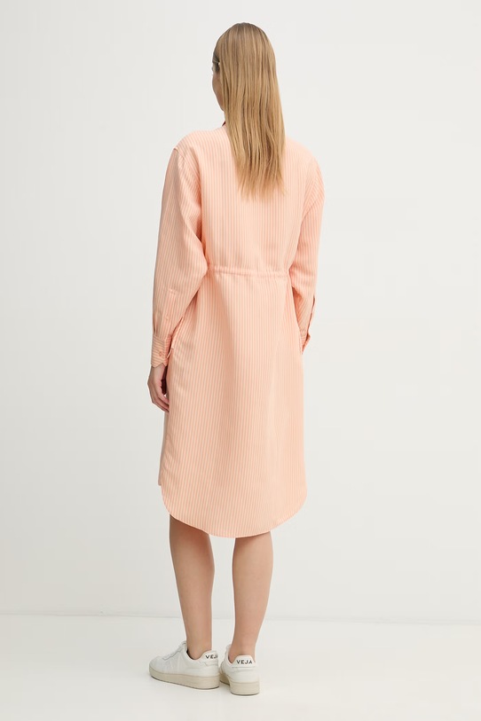 Odzież Lacoste sukienka koszulowa z lnem EF7604 pomarańczowy