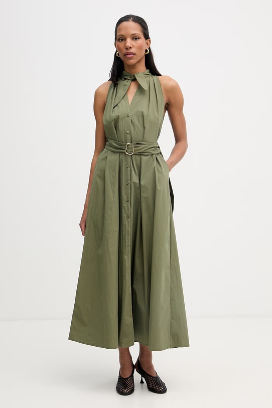 Isabelle Blanche sukienka z bawełną IS26SS.A003.T002 zielony SS26