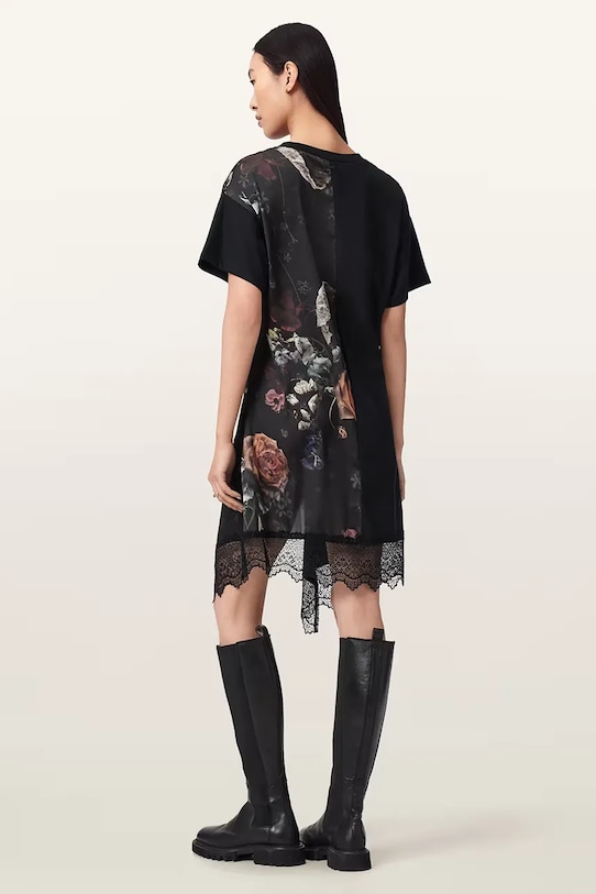 Odzież AllSaints sukienka asymetryczna LANA LACE W216DE czarny