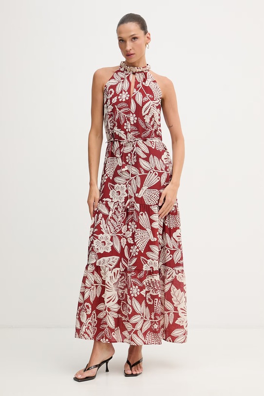 OUI sukienka letnia z wiskozy bordowy 97495