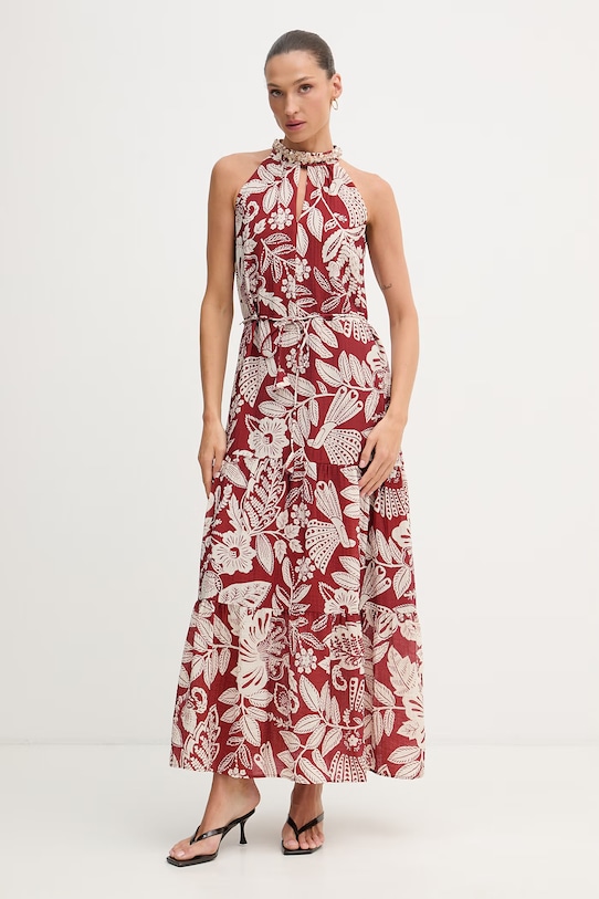 OUI sukienka letnia z wiskozy bordowy 97495