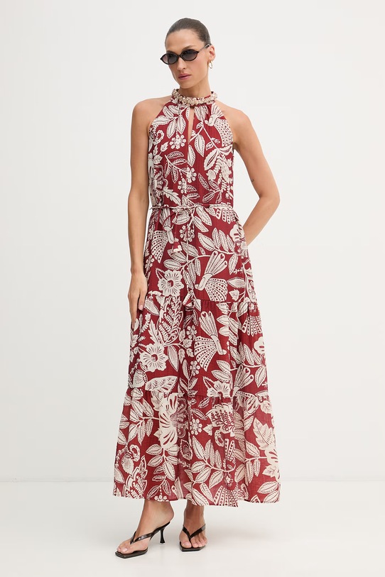 OUI sukienka letnia z wiskozy 97495 bordowy SS26